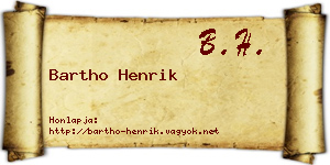 Bartho Henrik névjegykártya
